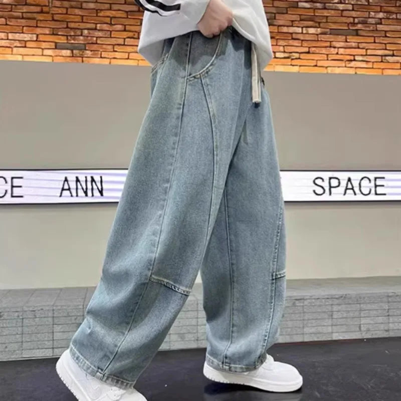 Boys Scimitar Jeans Spring and Autumn New Children's Wide Leg Pants Medium Older Boys Pants