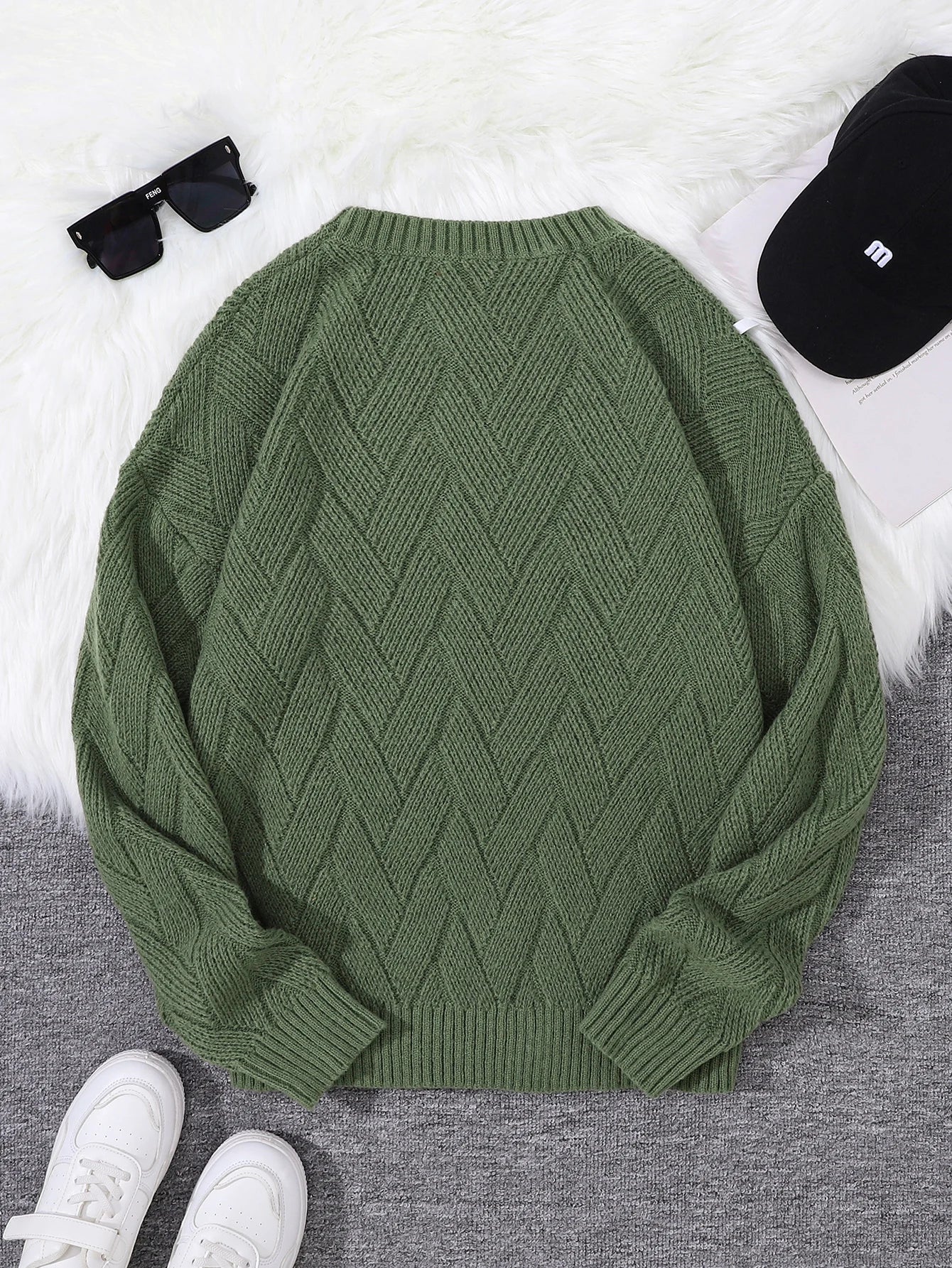 New Japanese-Style Round-Neck Couple's Sweater, Plain Knit, Casual Versatile Trendy Men's Long-Sleeve Sweater Top