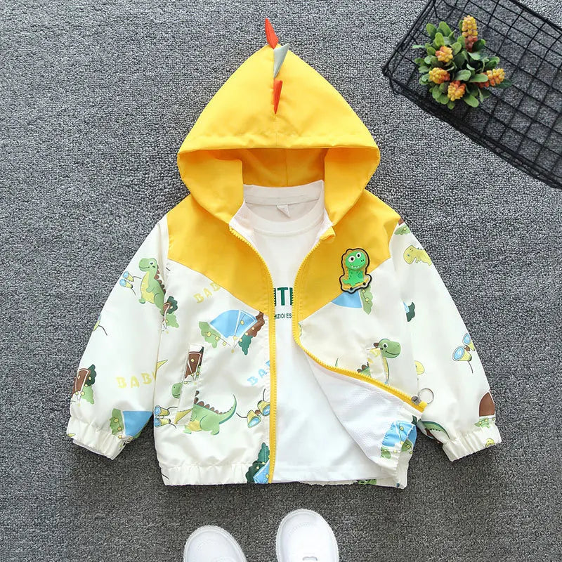 New Spring Autumn Green Yellow Thin style Children Costume Boys Coats Jacket Girls Hooded Coat Kids Outwear Boy Clothing