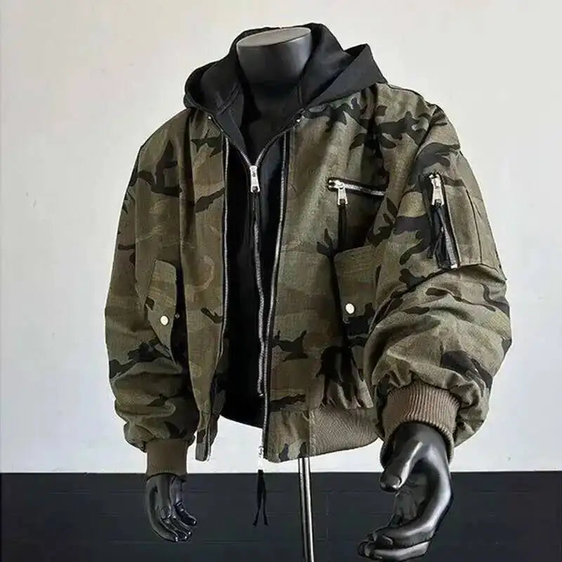 PFHQ Camouflage Men's Hooded Jacket 2025 Spring Autumn New High Street Long Sleeve Korean Style Fashion Casual Male Tops 21E2824