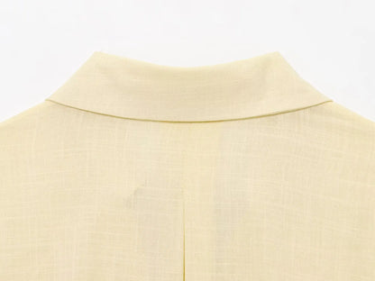 HH 2025 Casual Women Soild Linen Loose Shirt Summer Female Lapel Collar Long Sleeve Oversized Office Wear Lady Blouse