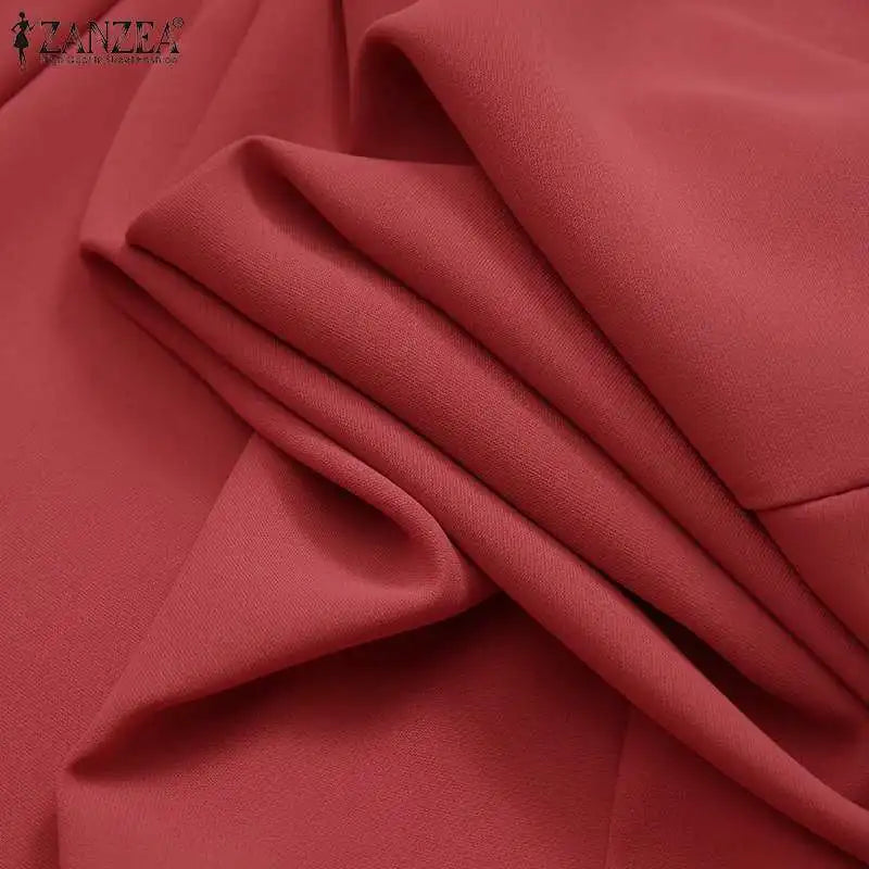 2025 Autumn Casual Suit Pants ZANZEA Elegant OL Women Wide Leg Pant Capris Solid Trouser Oversized High Waist Pantalon Palazzo