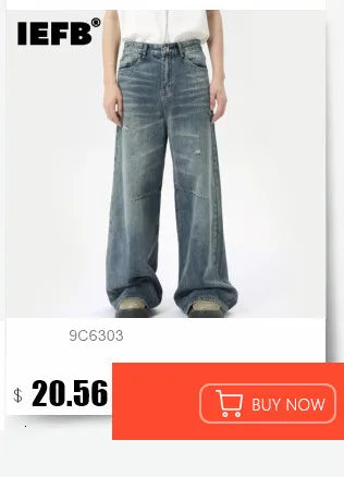 IEFB Vintage Camouflage Men's Jeans Fashion Washed Casual Wide Leg Denim Pants Autumn Winter Loose Male Trousers Old Blue 9C354