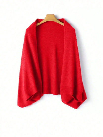 100%Wool Women's Knitted Shawl Scarf Soft Warm Knitwear Cardigan Cloak Wraps Shoulder Neck Protect Pashmina Scarves Dual Use
