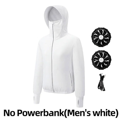 Summer Sunscreen Hooded Fan Clothes Cooling Vest Men Air Conditioning Clothes Women Fan Jacket Cycling Cooling Clothes To Hiking