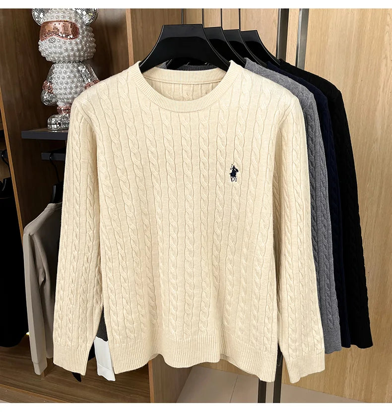 Luxury pony embroidery designer brand sweater men's new fashion unique jacquard comfort Paul casual knitted round neck pullover