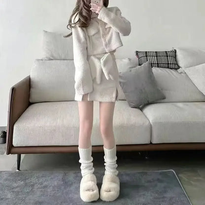 42/52/72cm Leg Warmers Lolita Socks Y2K Knitted Warm Foot Cover White Black Warmer Lady Autumn Winter Crochet Sock Boot Cuffs