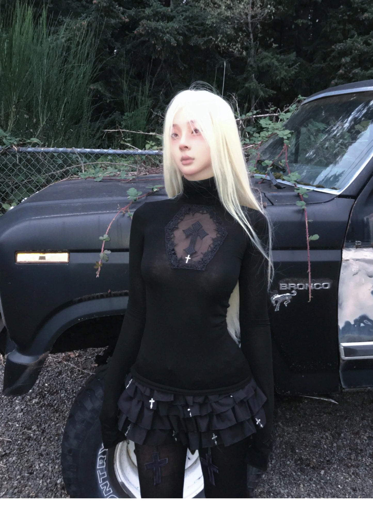 Genayooa Y2k Vintage T Shirt Women Hollow Out Tops Butterfly Patchwork Japanese 2000s Retro Grunge Tops Aesthetic Tshirts Gothic