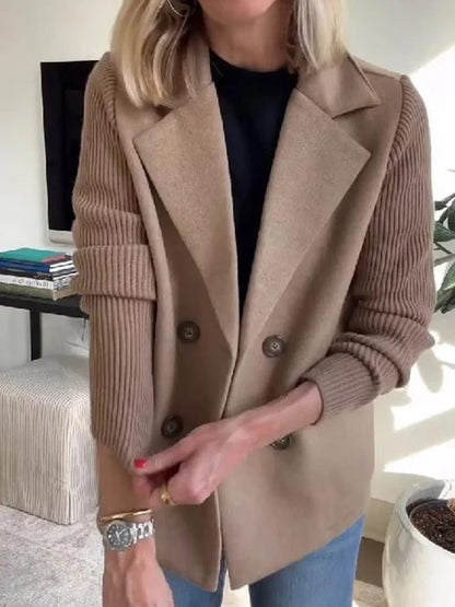 2025 Loungewear Jacket Women Spring Autumn Turn-Down Collar Simple Solid Patchwork Outerwear Long Sleeve Elegant Coat Streetwear
