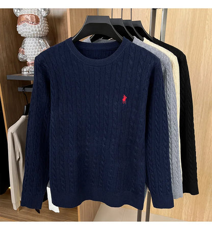 Luxury pony embroidery designer brand sweater men's new fashion unique jacquard comfort Paul casual knitted round neck pullover