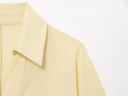 HH 2025 Casual Women Soild Linen Loose Shirt Summer Female Lapel Collar Long Sleeve Oversized Office Wear Lady Blouse